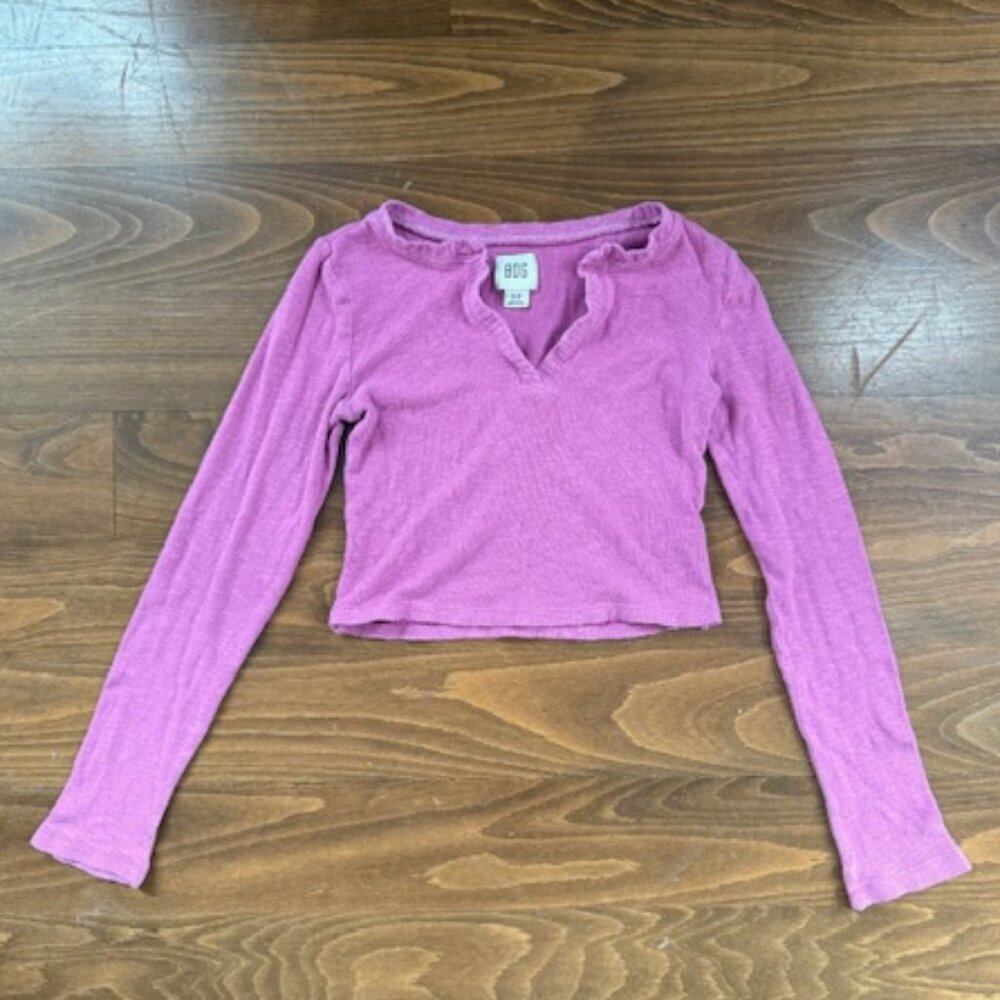 Pink Long Sleeve Crop Top
